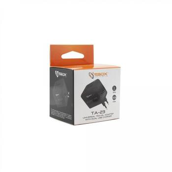 Sbox TA-23 Universal Travel Adapter with Dual USB Charger (TA-23)