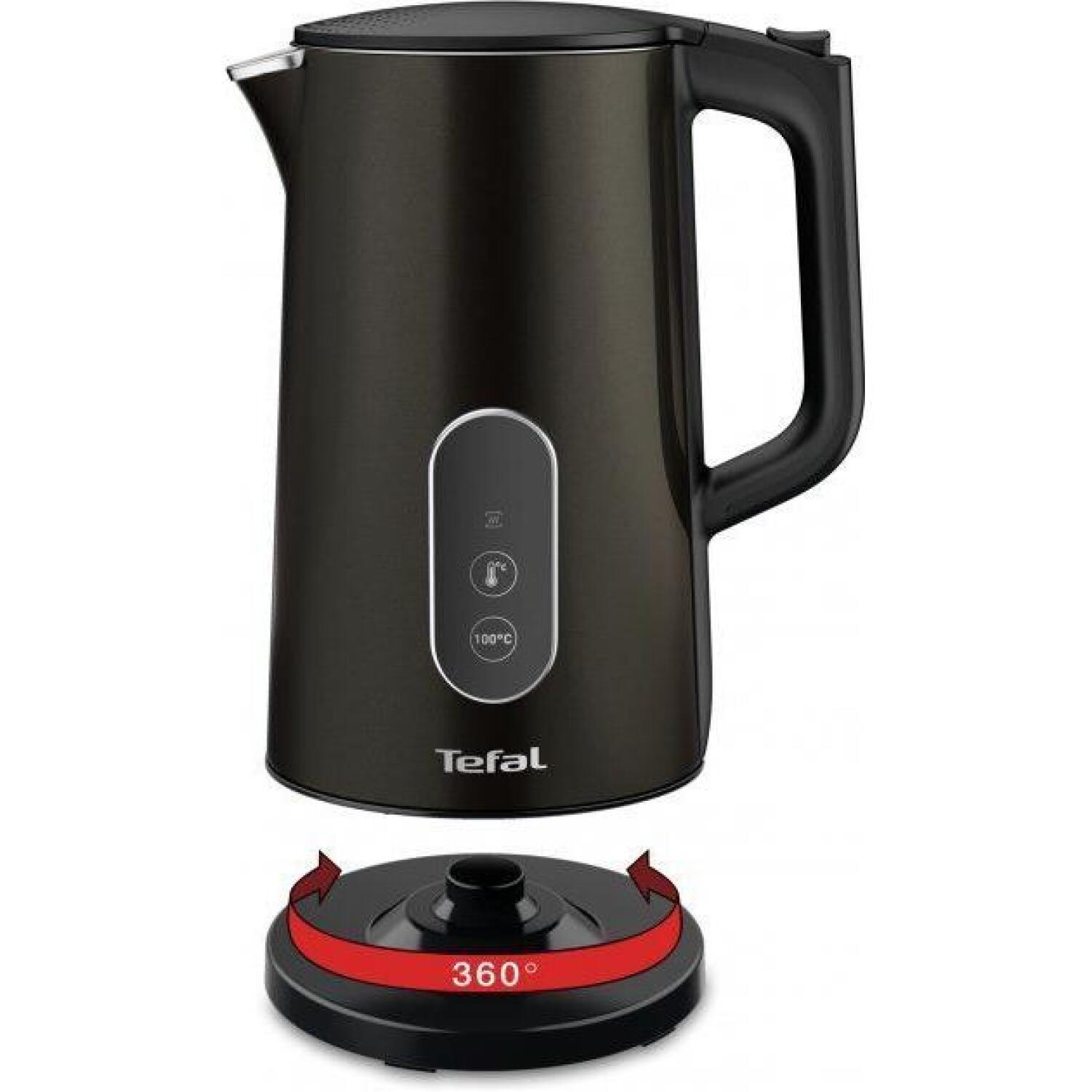Tefal Цифровой чайник KI831E10, 1,7 л, 1800 Вт, черный, нержавеющая сталь, 360° поворотная база, автоматическое отключение (KI831E)