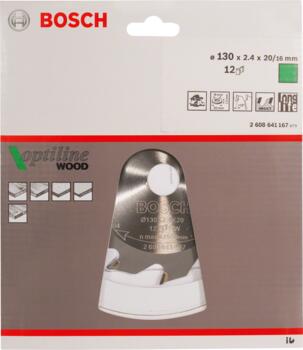 Koka zāģa asmens, precīzi asināti karbīda zobi, 130 mm, 12 zobi, 2608641167 BOSCH (2608641167)