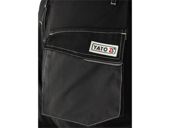 Yato Рабочие брюки YT-79443, XL, 188-196 см, 94-98 см, 240 г/м², 64% полиэстер, 34% хлопок, 2% эластан, черные, 9 карманов (YT-79443)