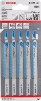 5 figūrzāģa asmeņi T321BF Speed for Metal, Figūrzāģiem PRO METAL PIPES AND PROFILES T321BF FIGŪRZĀĢA ASMENS, 2608636707, BOSCH (2608636707)