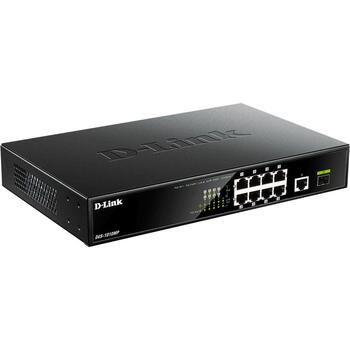 D-Link DGS-1010MP коммутатор, 8xPoE+ 10/100/1000, 1xGbE, 1xSFP, 125W, 20Gbps, 1U, без вентилятора (DGS-1010MP/E)