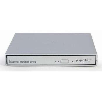 Gembird DVD записывающее устройство DVD-USB-021-SV, USB 2.0, 24x запись CD, 8x запись DVD, серебристый, тихая работа (DVD-USB-021-SV)