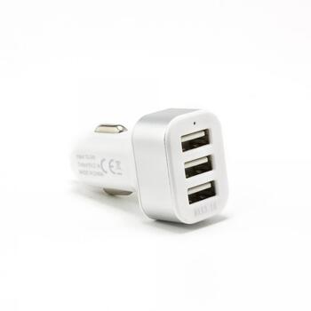 Sbox Автомобильное зарядное устройство CC-331W, AC 12-24V, 5V, USB 2.0, белый/серебристый, горячая замена (CC-331W)