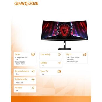 Xiaomi G34WQi изогнутый игровой монитор 70851, 34 дюйма, VA, 3440x1440, 180 Гц, 1 мс, 21:9, 350 кд/м², 4000:1, 178°, HDMI (70851)
