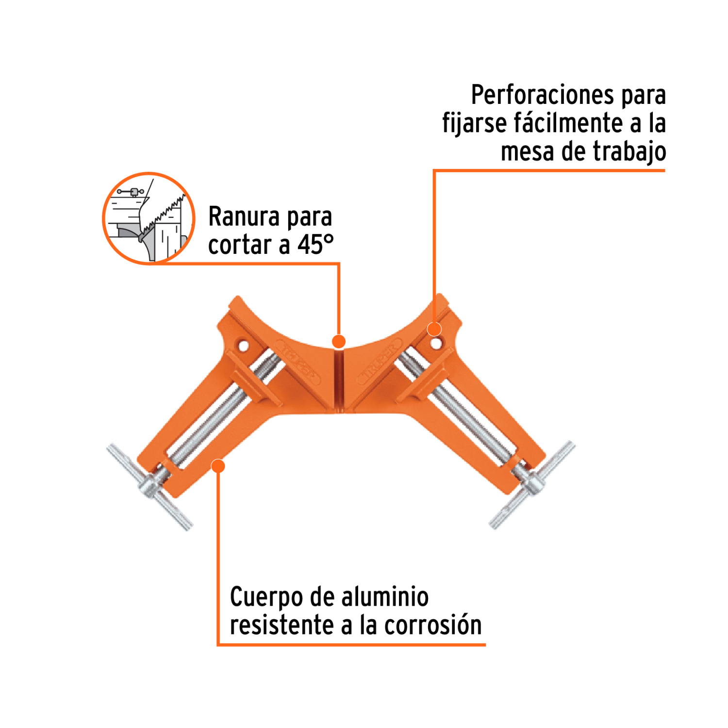Stūra spīles 90º no alumīnija, 76mm PESQ-3 Truper (PESQ-3)