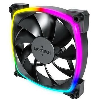 Montech Datora korpuss ventilators AX120PWM KODS, 120mm, 720-1760RPM, 1x9 lāpstiņas, 27dB, 1.8mmH2O, RGB apgaismojums (AX120PWMBLACK)