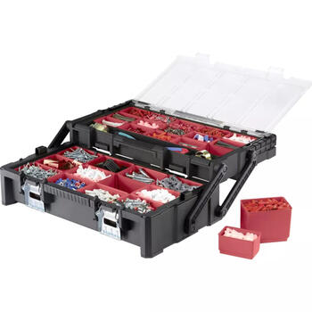 Keter Cantilever Organizer 30185073, 57,2x30,7x16,7см, 2 уровня, прозрачная крышка, металлические защелки, ручка (30185073)