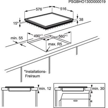 Electrolux EHF6240XXK электрическая керамическая варочная панель, 576x516мм, 560x490мм, черный, автоотключение, защита от детей (EHF6240XXK)
