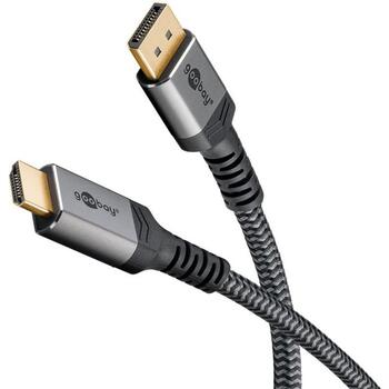 Goobay DisplayPort-HDMI adapterkabelis 65268, 1m, 4K60Hz, pasīvs, pelēks (65268)