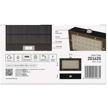 Emos LED светильник BRIXO ZG162S, 350 lm, 3,7 V, IP65, нейтральный белый, PIR датчик, 2 источника света (ZG162S)