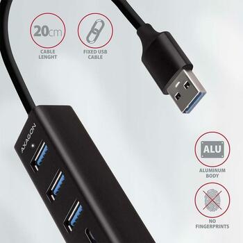 Axagon USB centrmezgls HMA-CR3A USB 3.2, 3x USB-A, 1x karšu lasītājs, 1x microSD slots, 20 cm strāvas kabelis (HMA-CR3A)
