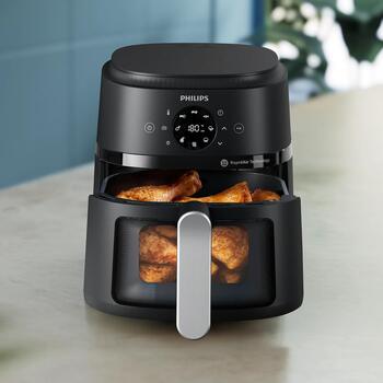 Philips Airfryer NA221/00, 1500 W, 4.2 L, 9 programmas, skārienekrāns, Rapid Air, melns/sudrabs (NA221/00)