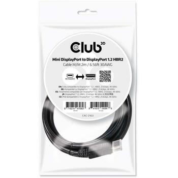Club3D кабель DisplayPort CAC-2163 Mini DP на DP 2м 21.6 Гбит/с 4K 60Hz, прямой разъем, 1 шт (CAC-2163)