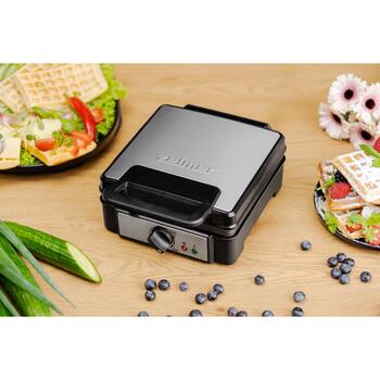 Zelmer Vafeļu panna ZWM0012 71405677P, 1200 W, 2 vafeles, nerūsējošais tērauds, nelīpošais pārklājums, temperatūras regulēšana (71405677P)