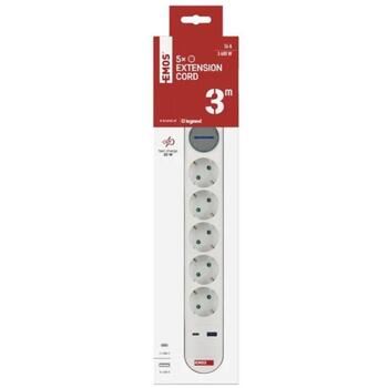 Emos Удлинитель P1523FC, 3 м, 5× 2P + PE, 1× USB-A + 1× USB-C, 3,1 A, 15,5 W, выключатель, защита от детей (P1523FC)