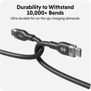Hyper USB-C Силиконовый Зарядный Кабель HJ4011BKGL, 1.5m, 60W, 480 Mbps, не запутывающийся, PD 3.0 (HJ4011BKGL)