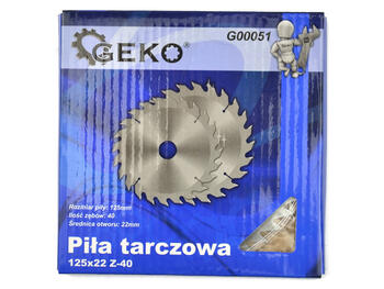 Geko Ripzāģa asmens G00051, 125mm, 22mm, 40 zobi, augstas kvalitātes tērauds, piemērots OSB, MDF, finiera un plastmasas griešanai (G00051)