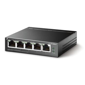5-Port 10/100Mbps darbvirsmas slēdzis ar 4-Port PoE, TP-Link, TL-SF1005LP, 5× 10/100 Mbps, 4× PoE, 41 W (TL-SF1005LP)