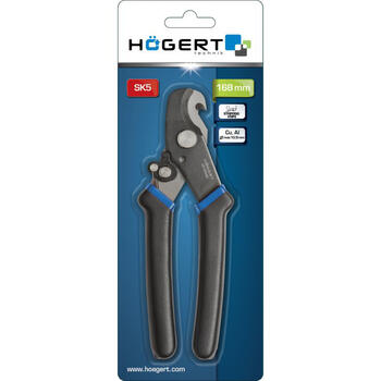 Hogert HT1P046 kabeļu griešanas knaibles, 168mm, SK5 tērauds, griež līdz 10,5mm, atspere, neslīdošs rokturis (HT1P046)