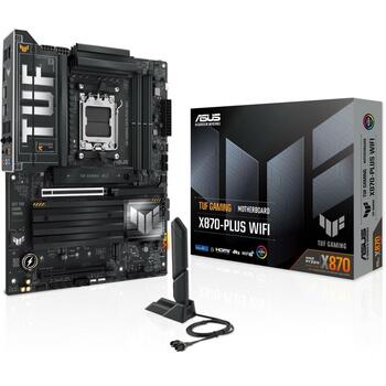 Asus Mātesplate TUFGAMINGX870-PLUSWIFI, AMD AM5, DDR5, 192 GB, 4 DIMM, 4 M.2, 2 SATA III, 7.1 audio, Wi-Fi 7, Bluetooth 5.4 (TUFGAMINGX870-PLUSWIFI)