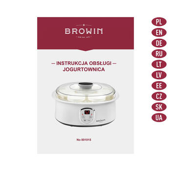 Browin Йогуртница 801015, 7 банок, 1.3 L, 20 W, 1-48 ч, 20-60 °C, сетевой шнур (801015)