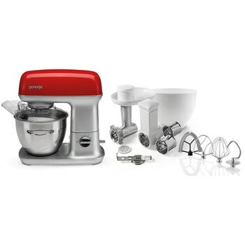 Gorenje кухонный комбайн MMC1000RLR, 1000 Вт, 7 скоростей, 4.5 Л, мясорубка, нержавеющая сталь/красный (MMC1000RLR)