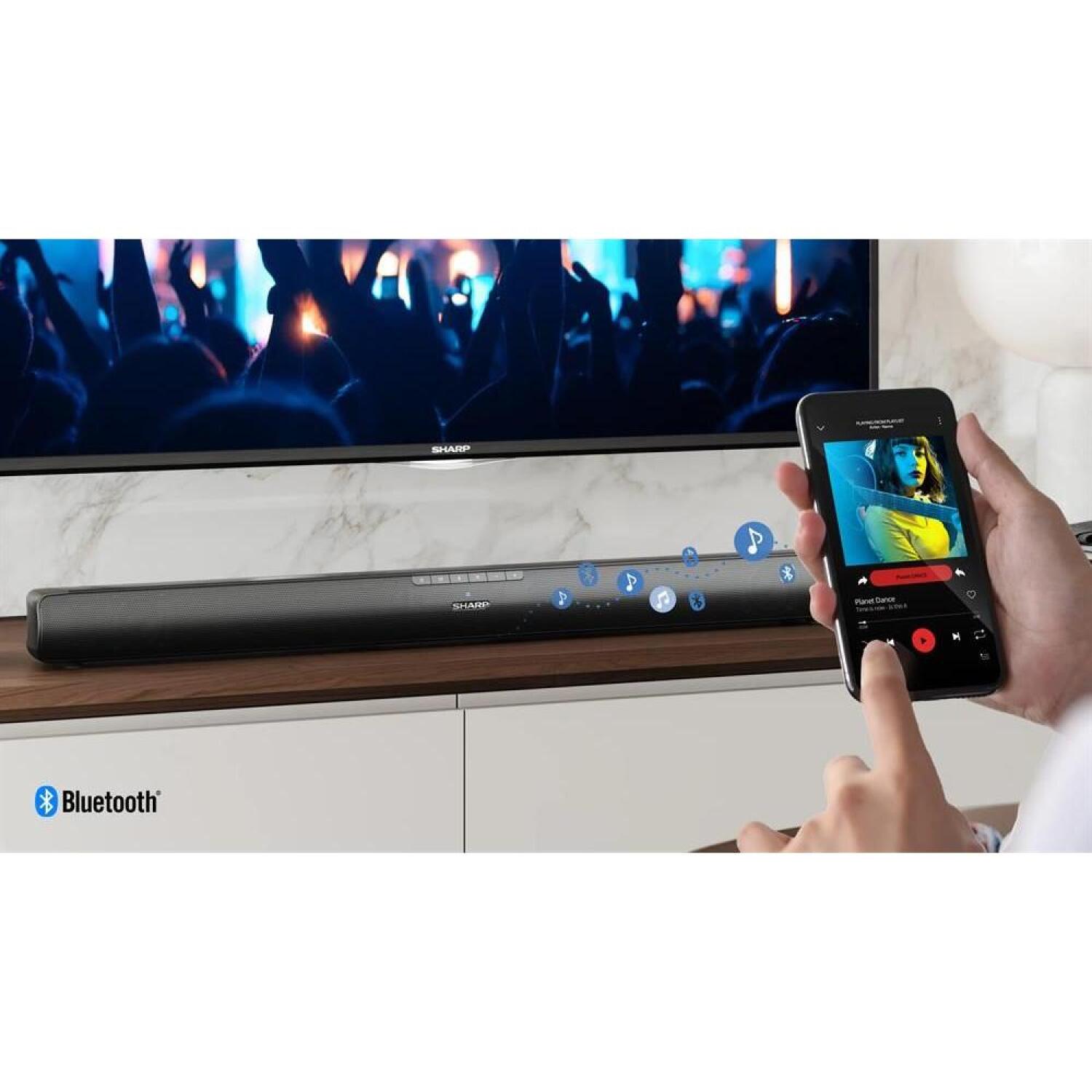 Sharp Звуковая панель HT-SB100, 75Вт, 80см, HDMI ARC/CEC, AUX, Bluetooth, USB, Гладкий черный (HT-SB100)