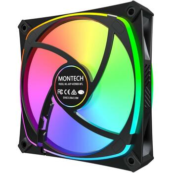 Montech Datora ventilators AX120 PRO BLACK, 120mm, 12V, 1.85mmH2O, 1600RPM, 72.3cfm, PWM, melns (AX120 PRO BLACK)