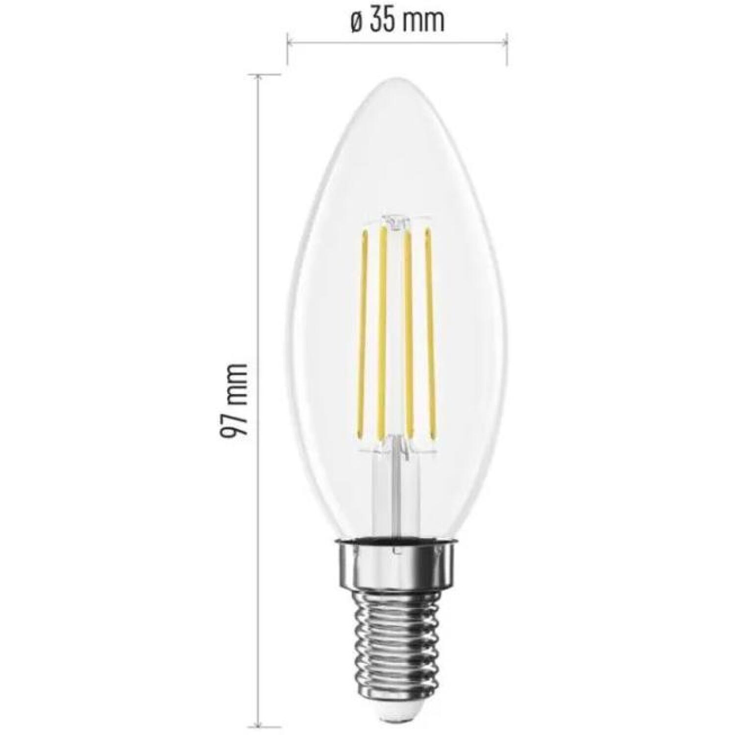 Emos LED лампочка Filament Candle ZF3D02, 1,8 Вт, 250 лм, 230 В, 360°, теплый белый, 4 чипа, 25 000 часов (ZF3D02)