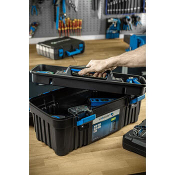 Hogert HT7G063 instrumentu kaste, 540x278x269mm, 20kg, ABS, polikarbonāts, alumīnija rokturis, 2 slēdzenes, 3 organizatori (HT7G063)
