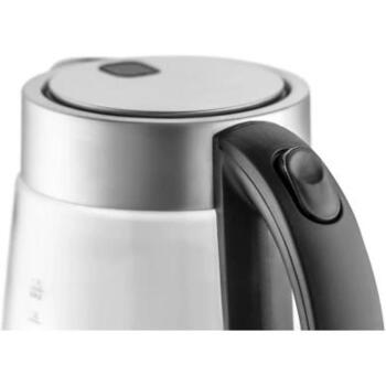 Zelmer Чайник ZCK8013 71507063P, 2200 W, 1.7 л, нержавеющая сталь/черный, скрытый нагревательный элемент, LED подсветка (71507063P)