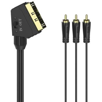 Hama RCA / SCART AV кабель 00205156, 1.5м, 75Ω, 3xRCA разъем, Scart разъем, черный (00205156)
