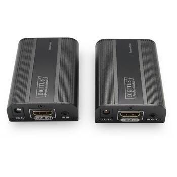 Digitus video/audio pagarinātājs DS-55204, 60m, 18Gbps, 4096x2160p, HDCP 2.2, IR, Cat 6/6a/7, alumīnija korpuss (DS-55204)
