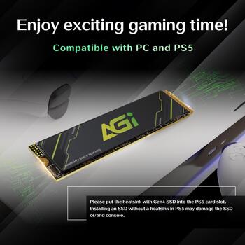 Agi Technology SSD AI818 AGI1T0G43AI818-CB, M.2 2280, 1ТБ, NVMe 1.4, PCIe 4.0 x4, 4700/2800 МБ/с, 600 TBW, 3D NAND (AGI1T0G43AI818-CB)
