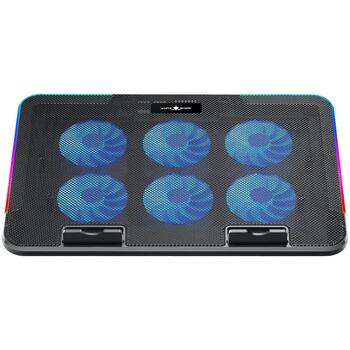 White Shark ICE BLADE GCP-96, dzesēšanas paliktnis, 6 ventilatori, 2500 RPM, 74 CFM, 25 dBA, 15.6 collas, 5 līmeņi, RGB, USB (ICE BLADE)