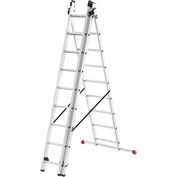 HAILO ProfiStep Combi 037309007, 3x9 pakāpieni, 650cm, 150kg, alumīnijs, pašbloķējošs mehānisms (037309007)