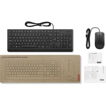 Lenovo Klaviatūra un pele komplekts 4X31R64446, USB, 3 taustiņi, melna, QWERTY, Nordic, izturīga pret izliešanu (4X31R64446)