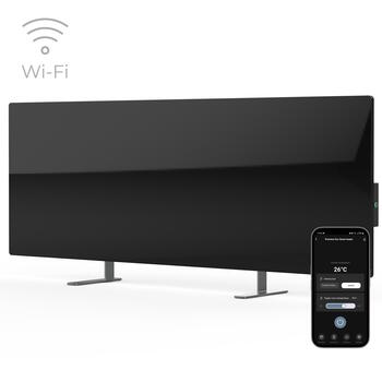 Viedais premium klases infrasarkanais un konvekcijas sildītājs līdz 30m² 700W 11mm rūdīta stikla panelis ar Wi-Fi 110×40×4 cm melns AGH0002S Aeno (AGH0002S)