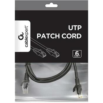 Gembird patch kabelis PP6U-1.5M/BK, 1.5 m, melns, CAT6, U-UTP, 8P8C, bez aizķeršanās apavi (PP6U-1.5M/BK)