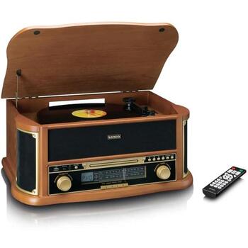 Lenco TCD-2551WD проигрыватель, 33/45/78 об/мин, 2x5 Вт, Bluetooth 5.0, AM/FM, CD, кассета, USB MP3, дерево (TCD-2551WD)