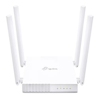 Wi-Fi maršrutētājs AC750 divjoslu bezvadu Archer C24 802.11ac Wi-Fi 300 Mbps (2.4 GHz) 433 Mbps (5 GHz) 4×10/100 Mbps LAN 4 antenas Balta TP-Link (Archer C24)