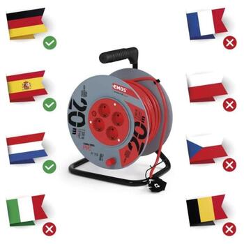 Emos Удлинитель P09220, 20 м, 4 розетки, 230 В, 10 А, 1 мм2, ПВХ, IP20, термозащита (P09220)