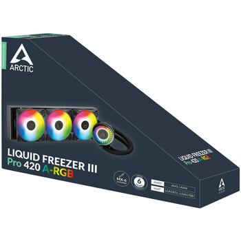 Arctic CPU Dzesētājs Liquid Freezer III Pro 420 A-RGB ACFRE00185A, 186m³/h, 3 ventilatori, 5.2mmH2O (ACFRE00185A)