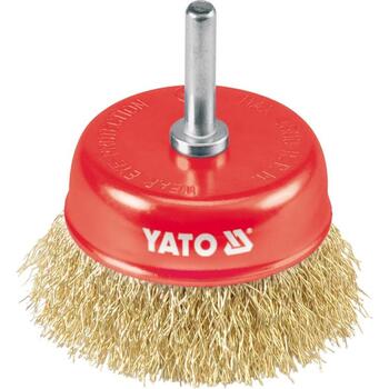 Yato disku birste YT-4750, 75mm, 6mm, 4500 min⁻¹, gofrēta tērauda stieple, misiņa pārklājums (YT-4750)