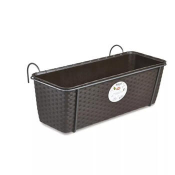 Stefanplast 2175853 puķu kaste ar metāla turētāju, 50x18x16cm, 9,2L, pelēka, pašlaistīšana (2175853)