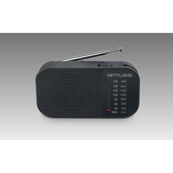 Muse портативное радио M-025R, FM/MW, аналоговый, 2x AAA, телескопическая антенна, динамик, разъем для наушников, черный (M-025R)