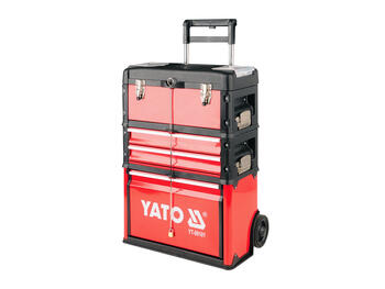 Yato Instrumentu kaste YT-09101, 520x320x720 mm, 3 moduļi, 4 atvilktnes, 2 riteņi, alumīnija rokturis, PP un tērauds, 20 kg, 5 kg (YT-09101)