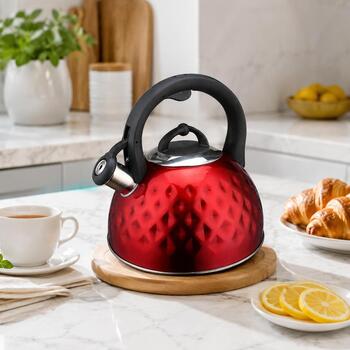 Brock MWK 001 RD La Cuisinette чайник, 2,5л, 3л, 0,55кг, нерж. сталь, красный, для индукции (MWK 001 RD)
