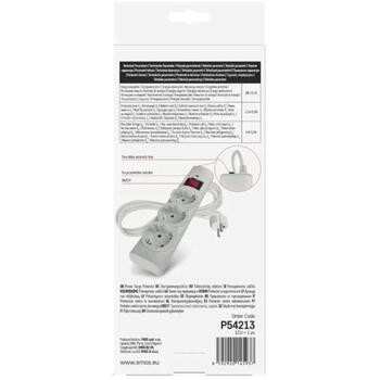 Emos Pārsprieguma aizsargs P54213, 1,5 m, 3x2P+PE, 2300 W, 10 A, bērnu aizsardzība, slēdzis ar apgaismojumu (P54213)